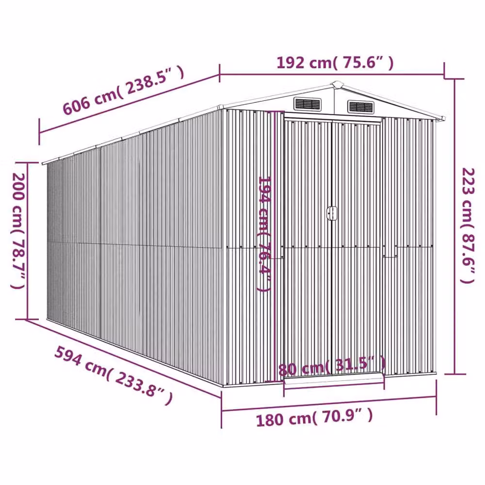 Berkfield Home Garden Shed in Dark Brown, Galvanised Steel, W/D/H: 192 x 606 x 223 cm – 5