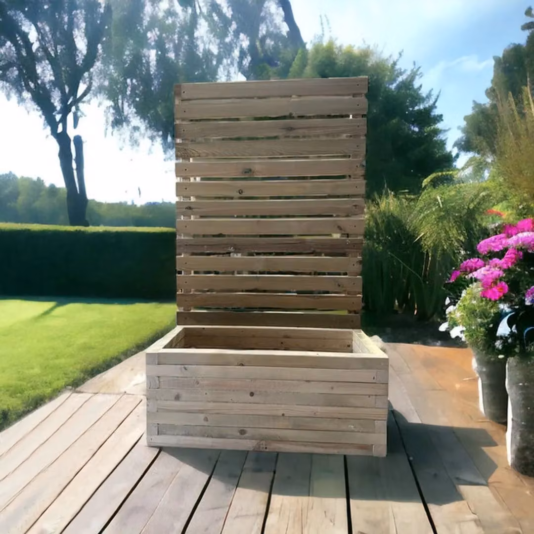 Buttercup Farm Brown Wooden Planter and Trellis, L150 x W40 x H180 cm – 4