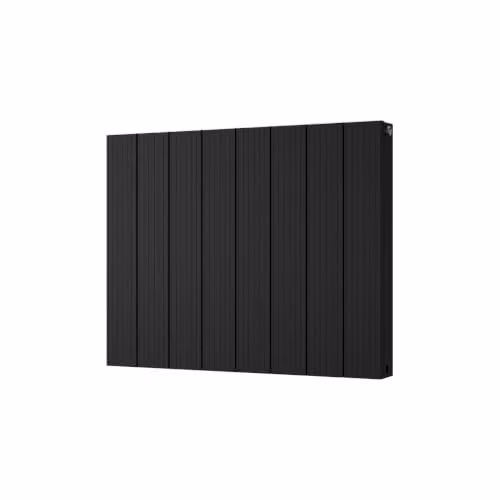 UK Radiators Thetford Black Grooved Horizontal Designer Double Panel Aluminium Radiator W: 74.8 cm, H: 60.0 cm – 2