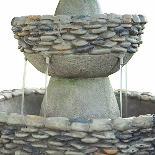 Teamson Home Grey 3-Tier Modern Cascade Water Fountain with Stone Effect Polyresin Finish – 5