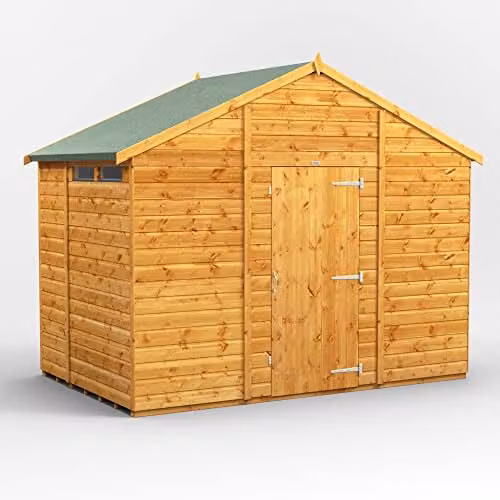 Powersheds Premium Wooden Apex Security Shed in Brown with PVC Window Sills and Toughened Glass – 1