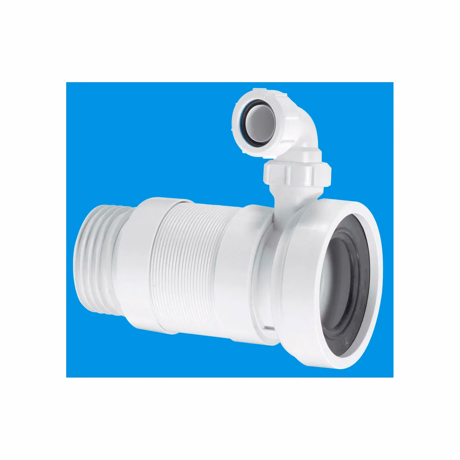 McAlpine Straight Flexible WC Pan Connector with Vent Boss in White – 2