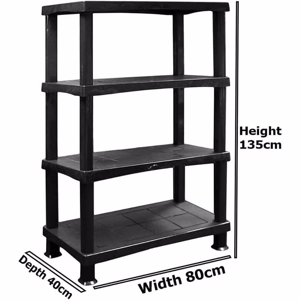 Nordara 4-Tier Plastic Shelving Unit Storage Organiser in Black – 2