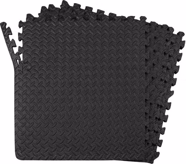Shatchi Black Interlocking EVA Gym Flooring Puzzle Mat, 24 Pack