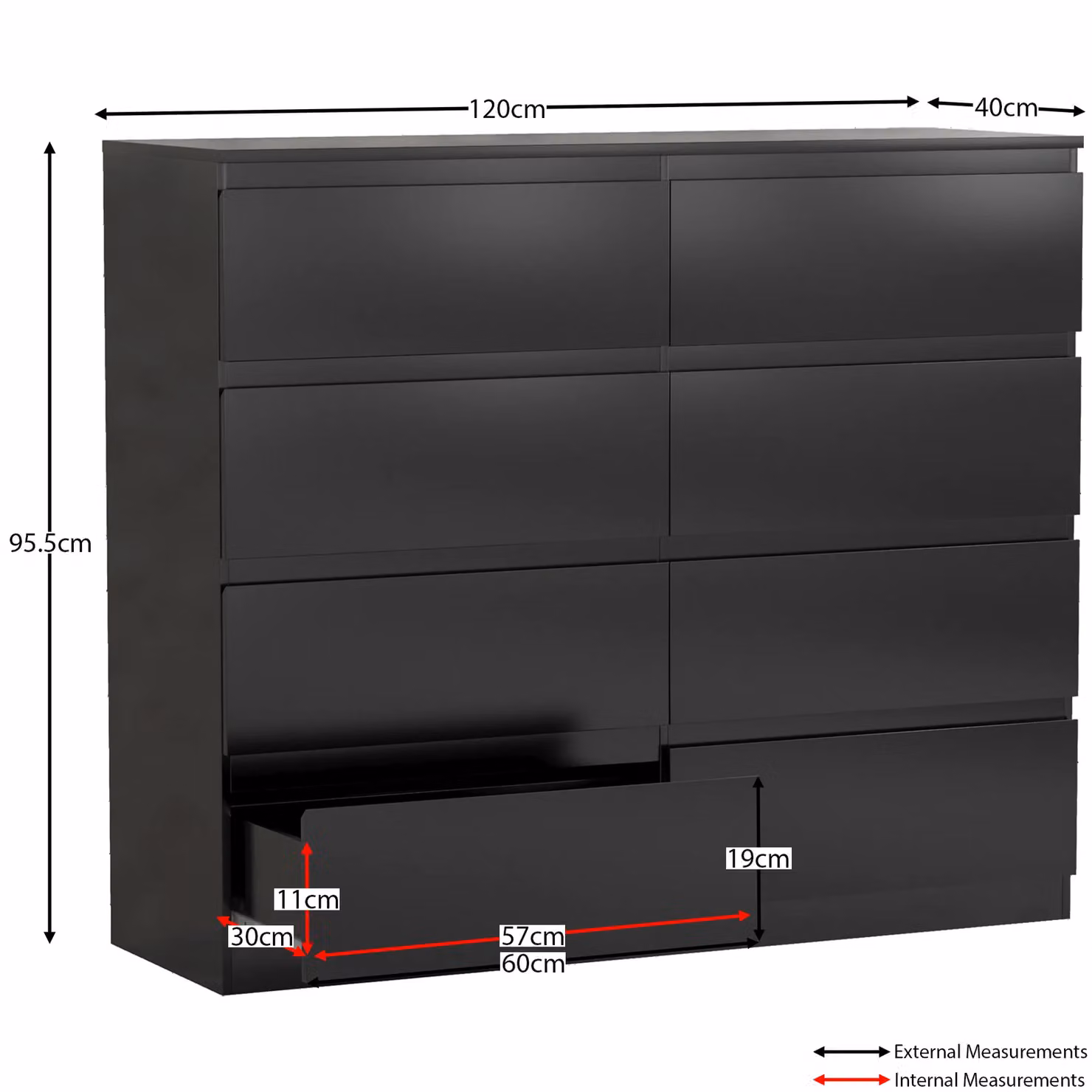 Vida Designs Denver 4 Piece Modern Bedroom Set in Matt Black – 3