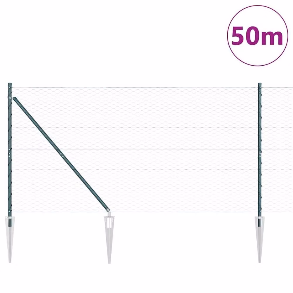 Berkfield Home Green Hexagon Steel Fence, H: 140 cm x L: 50 m – 2