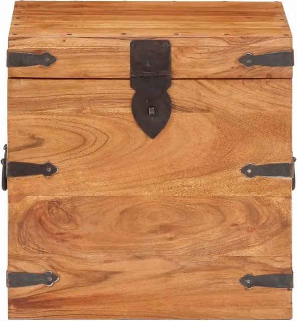 Berkfield Home Beautiful Chest in Brown Solid Acacia Wood, W/D/H: 40 x 40 x 40 cm – 1