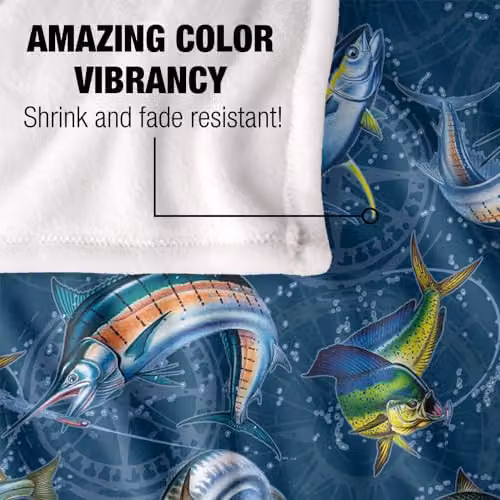 JQ Licensing Saltfish Fishing Compass Pattern Super Soft Fleece Throw Blanket, Multicolour, W/D/H: 91 x 147 cm – 3