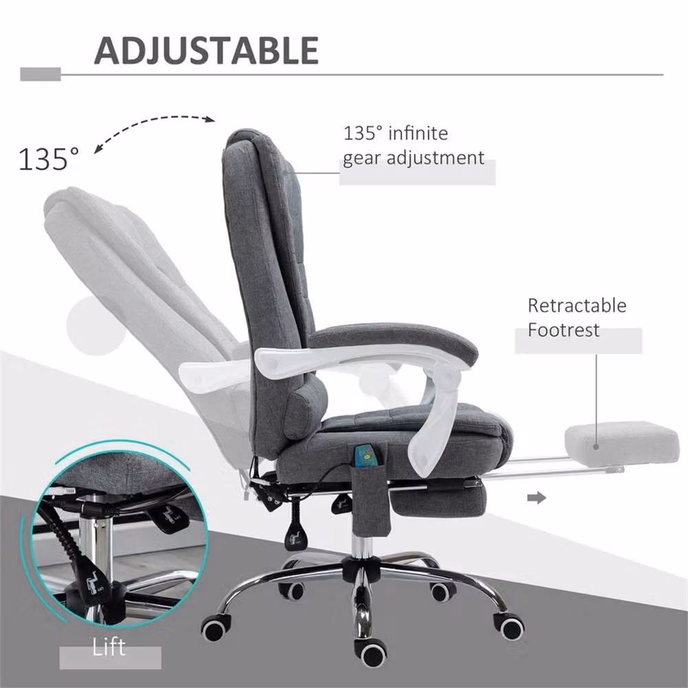 Nordara Ergonomic Heated 6-Point Vibration Massage Office Chair in Grey – 4