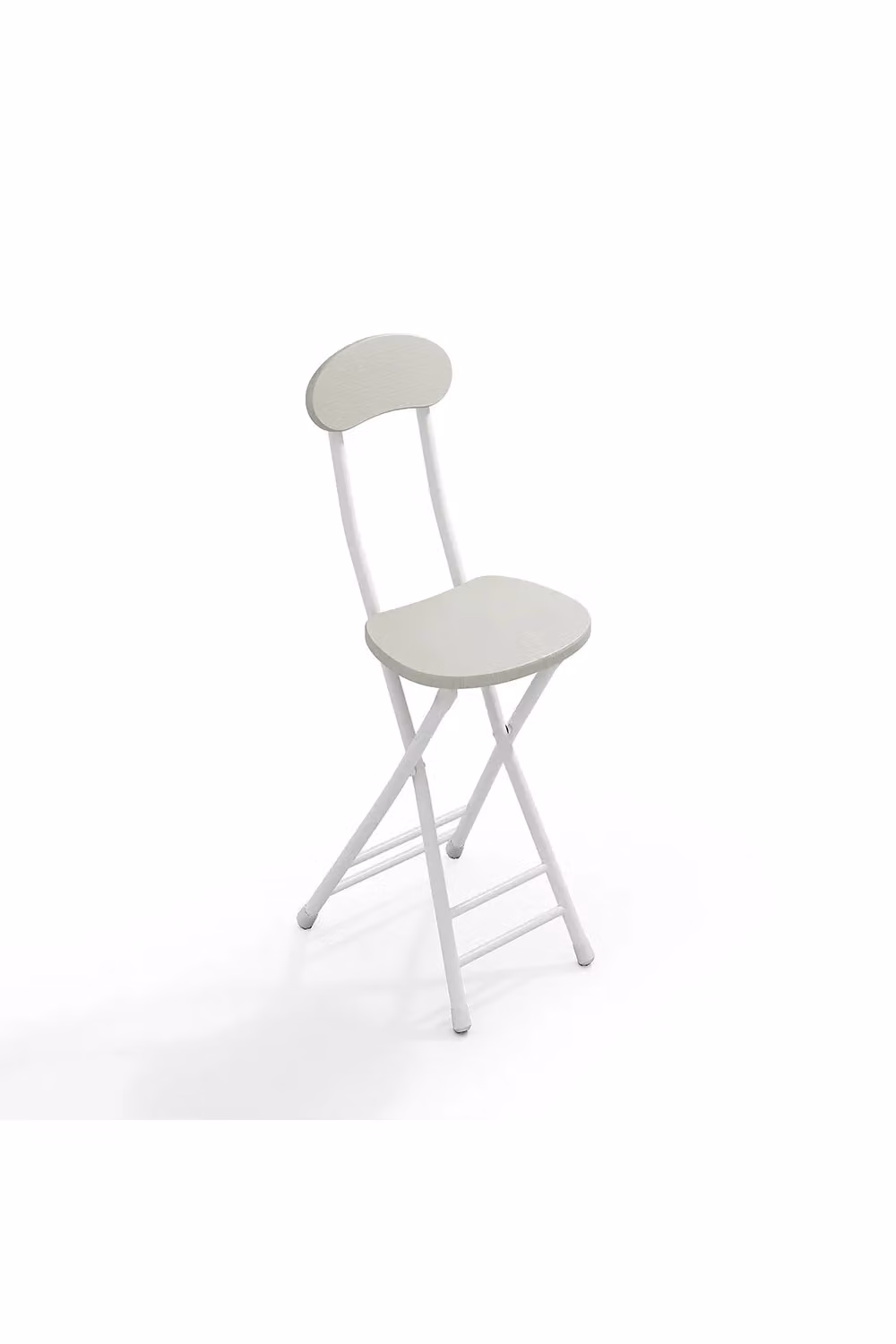 Living and Home Set of 2 White Compact Wooden Folding Dining Chairs with Metal Legs – 2