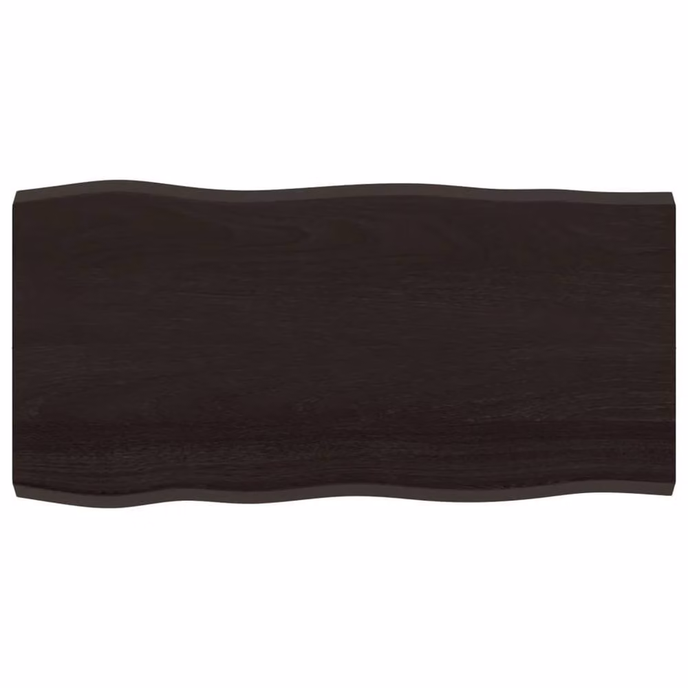 Berkfield Home Table Top Live Edge Solid Wood Dining Surface in Dark Grey and Dark Brown, W: 100 cm, D: 50 cm, H: 2-4 cm – 2