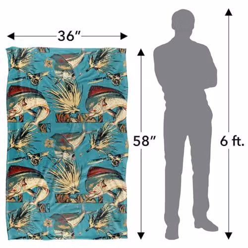 JQ Licensing Dorado Fishing Tiki Super Soft Fleece Throw Blanket, Multicolour, W: 91.44 cm, L: 147 cm – 2