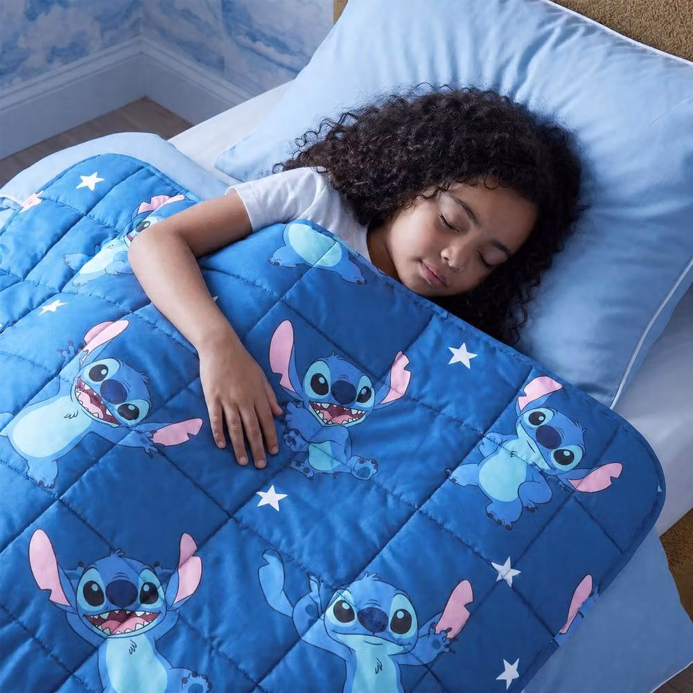 OHS Kids Stitch Weighted Sensory Sleep Throw, Blue, W: 100 cm, L: 150 cm – 2