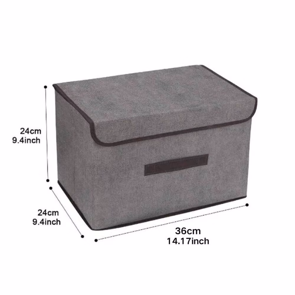 Havendro Set of 3 Large Folding Fabric Clothes Storage Boxes with Lids, Grey – 2