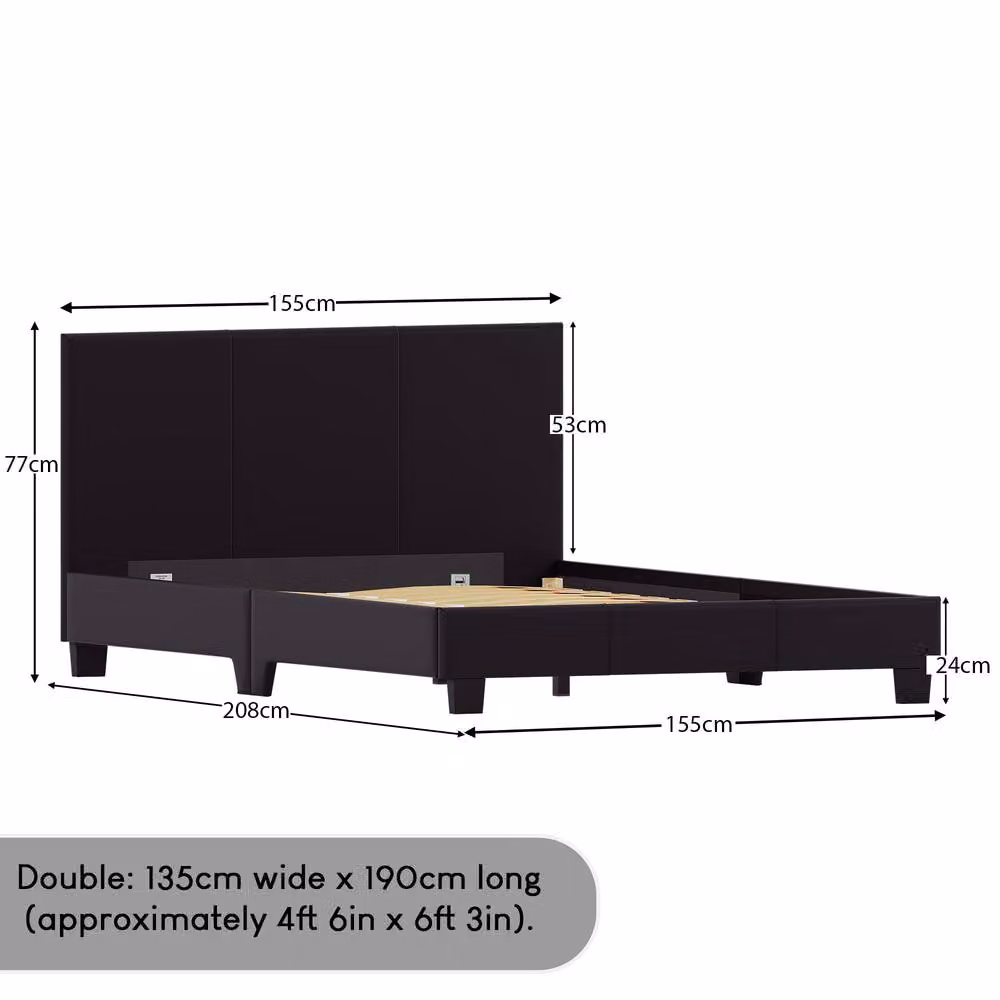 HD Designs Lisbon Double Faux Leather Upholstered Bed Frame with Storage in Black – 2