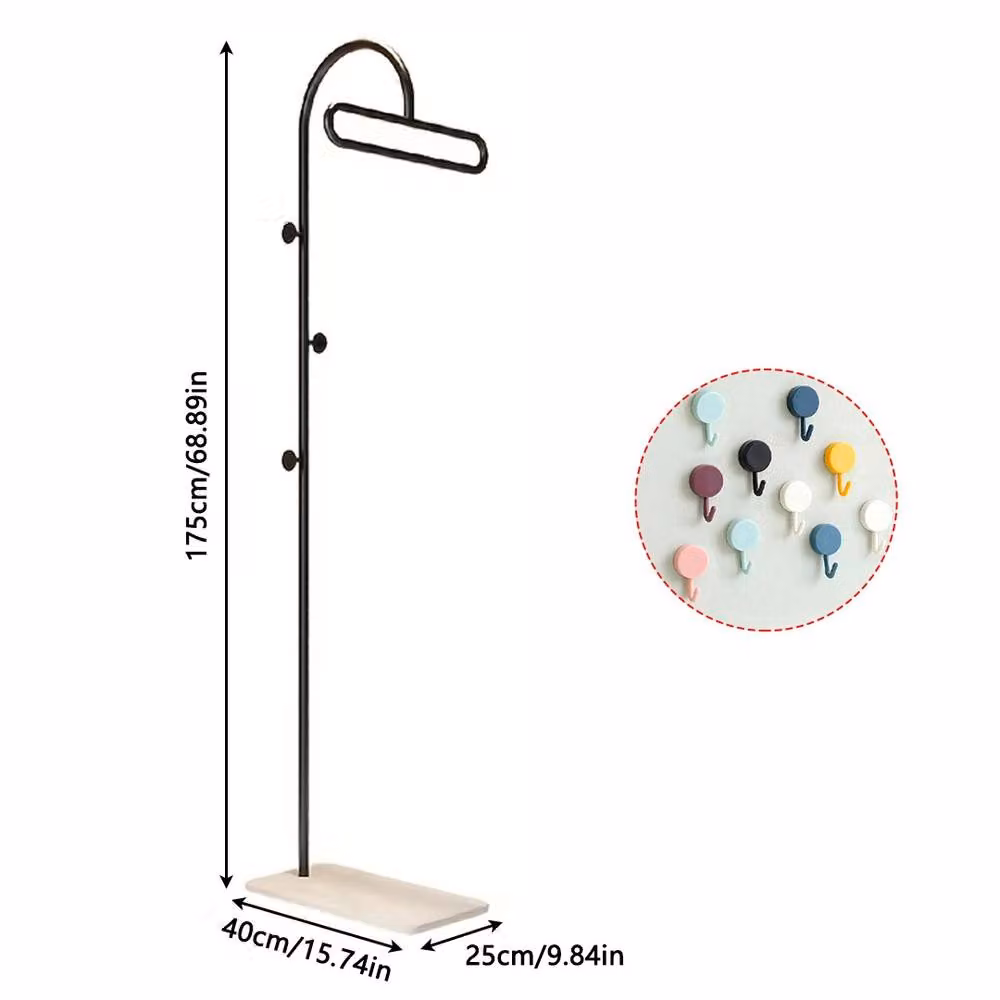 Ventryn Contemporary Matt Black Metal Standing Coat Rack – 2