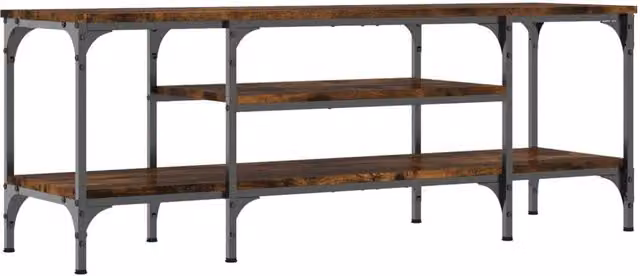 Berkfield Home Industrial TV Cabinet in Smoked Oak and Brown, W/D/H: 121 x 35 x 45 cm – 1