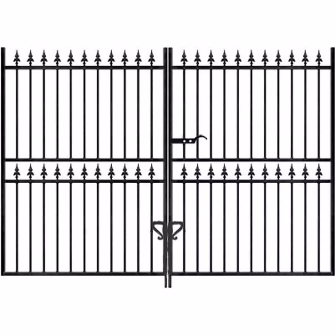 Burbage Iron Craft Corfe Spear Top Tall Flat Top Double Gate in Black, W: 243.8 cm, H: 177.8 cm – 2