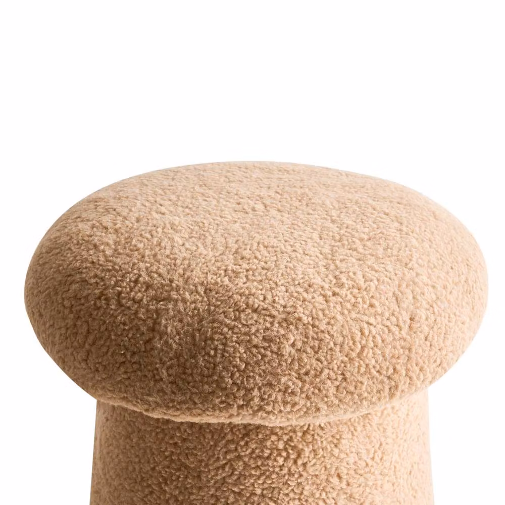 Wyld and Coco Luxe Living Beige Bouclé Mushroom Pouffe W/D/H: 45 x 45 x 46 cm – 3
