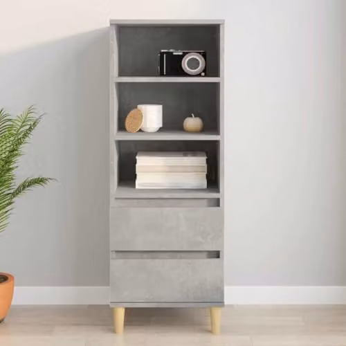 vidaXL Highboard in Concrete Grey, Engineered Wood, W/D/H: 40 x 36 x 110 cm – 2