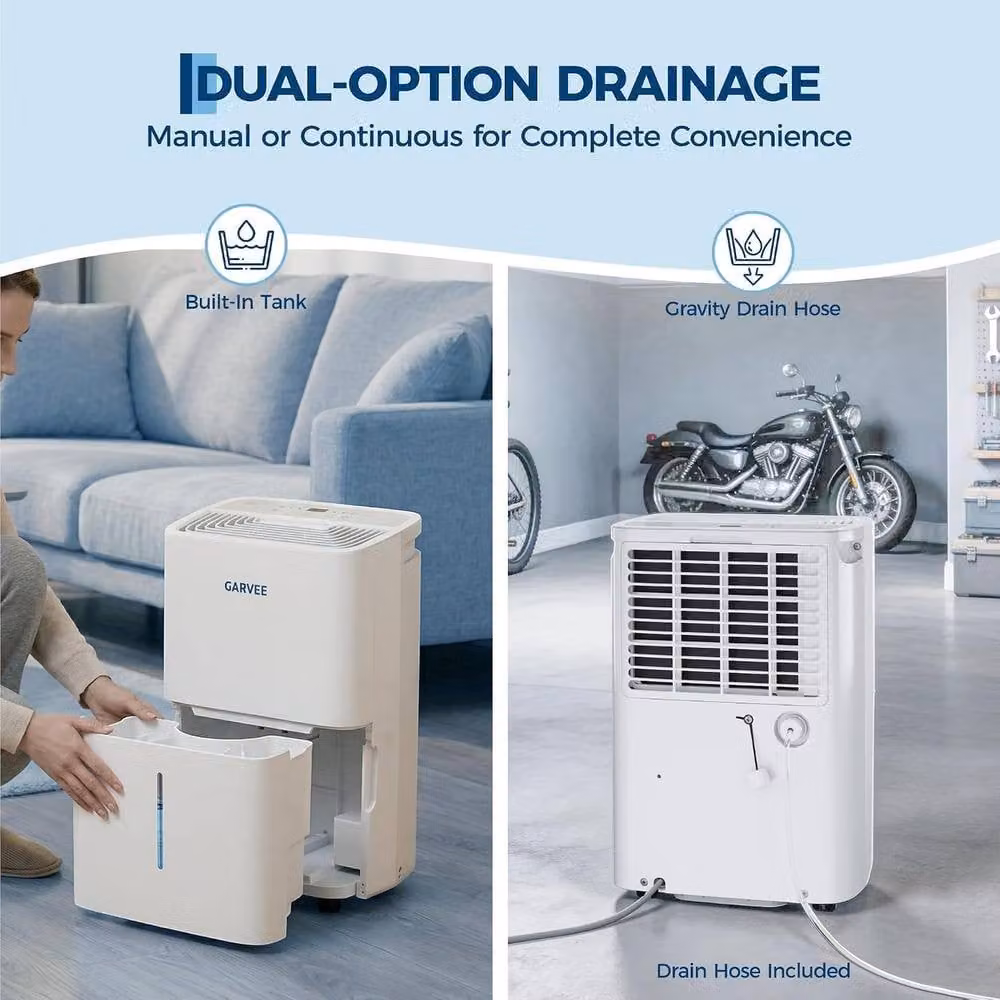 London Boutique 20L/Day Dehumidifier with 5.5L Water Tank and 24-Hour Timer in White – 5