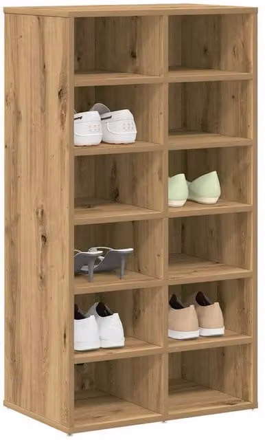 Berkfield Home Artisan Oak Shoe Rack in Brown, W: 54 cm, D: 34 cm, H: 100.5 cm – 1