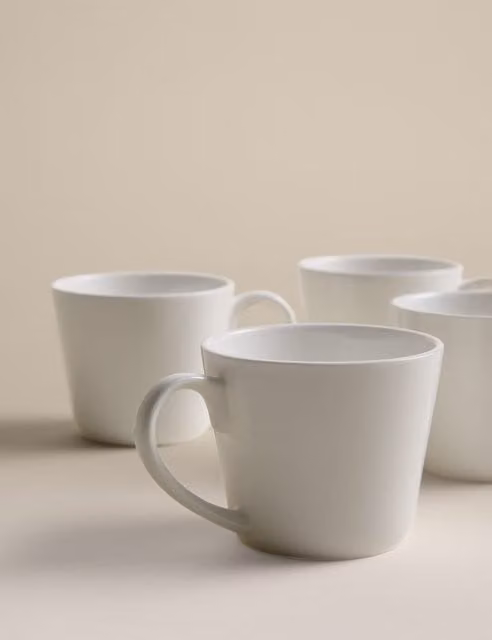 M&S Arlington Set of 4 White Bone China Espresso Cups