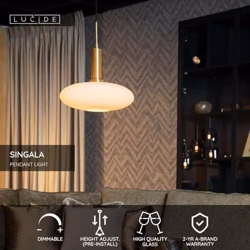 Lucide Singala Pendant Light in Matt Gold and Brass, Diameter: 30 cm – 2