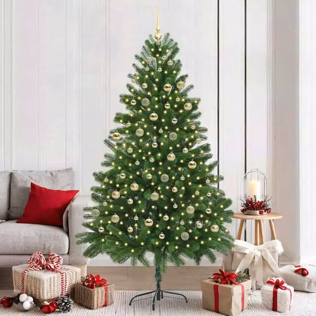 Berkfield Home Green PE Christmas Tree with 300 LEDs and Stand, Height: 210 cm – 1