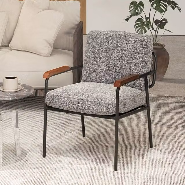 KORVIXA Modern Fabric Accent Armchair in Grey, W/D/H: 100 x 100 x 100 cm – 1