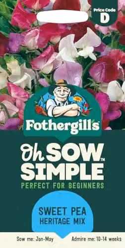 Mr Fothergill's Oh Sow Simple Sweet Pea Heritage Mix Multicolour Flower Seeds – 1