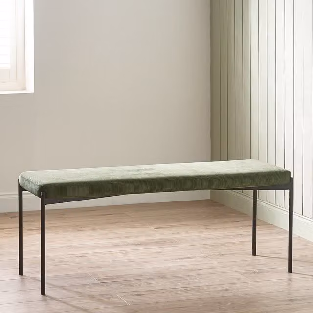 Julian Bowen Leonie Modern Velvet Fabric Bench in Green