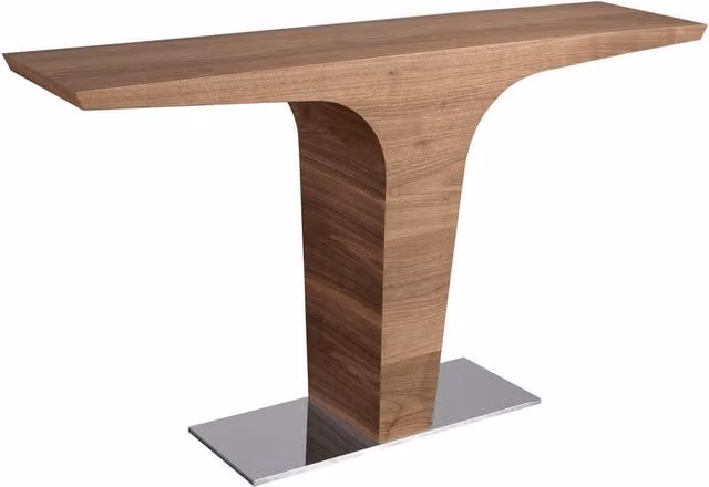 Angel Cerda Rectangular Walnut Console Table in Brown with Chrome-Plated Details W/D/H: 150 x 35 x 80 cm