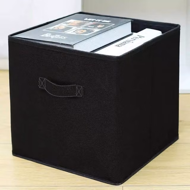 Kelvenix 4 Pack Black Foldable Storage Boxes with Handles – 1