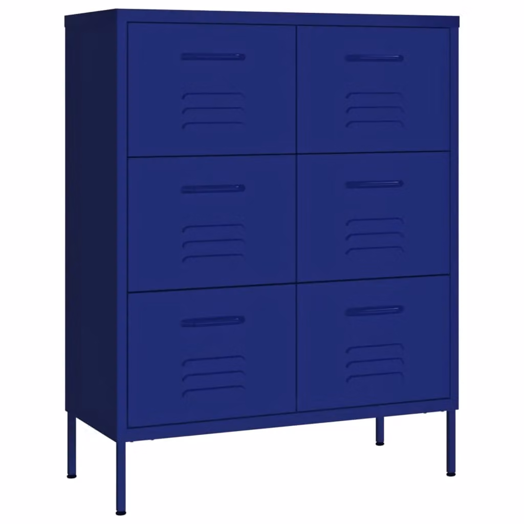 Berkfield Home Steel Drawer Cabinet in Navy Blue, W/D/H: 80 x 35 x 101.5 cm – 2