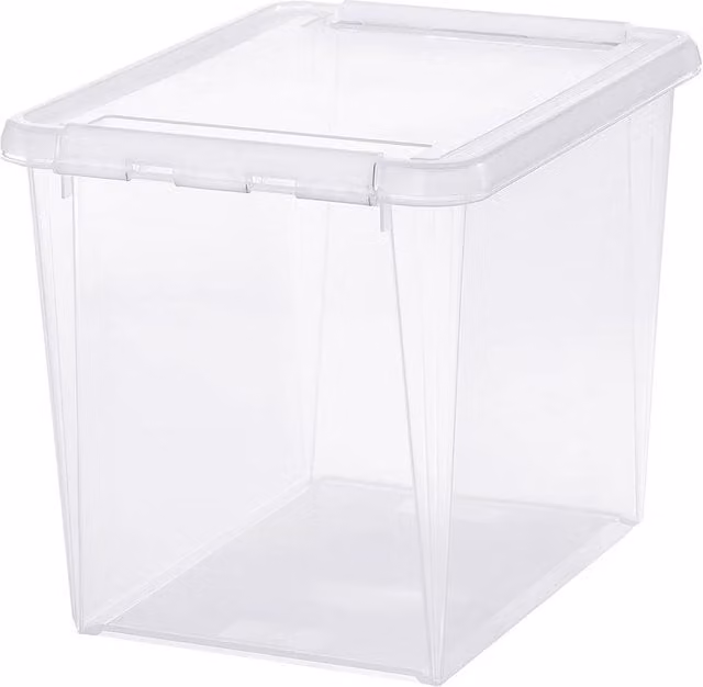 Orthex Solid Plastic Storage Box with Lid, White and Transparent, W/D/H: 40.0 x 32.0 x 30.0 cm – 1