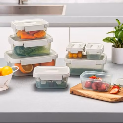 LocknLock NestnLock Stackable Airtight Food Storage Containers, 5pc Set, Sage Green, 230ml, 500ml, 920ml, 1.6l and 2.7l – 3