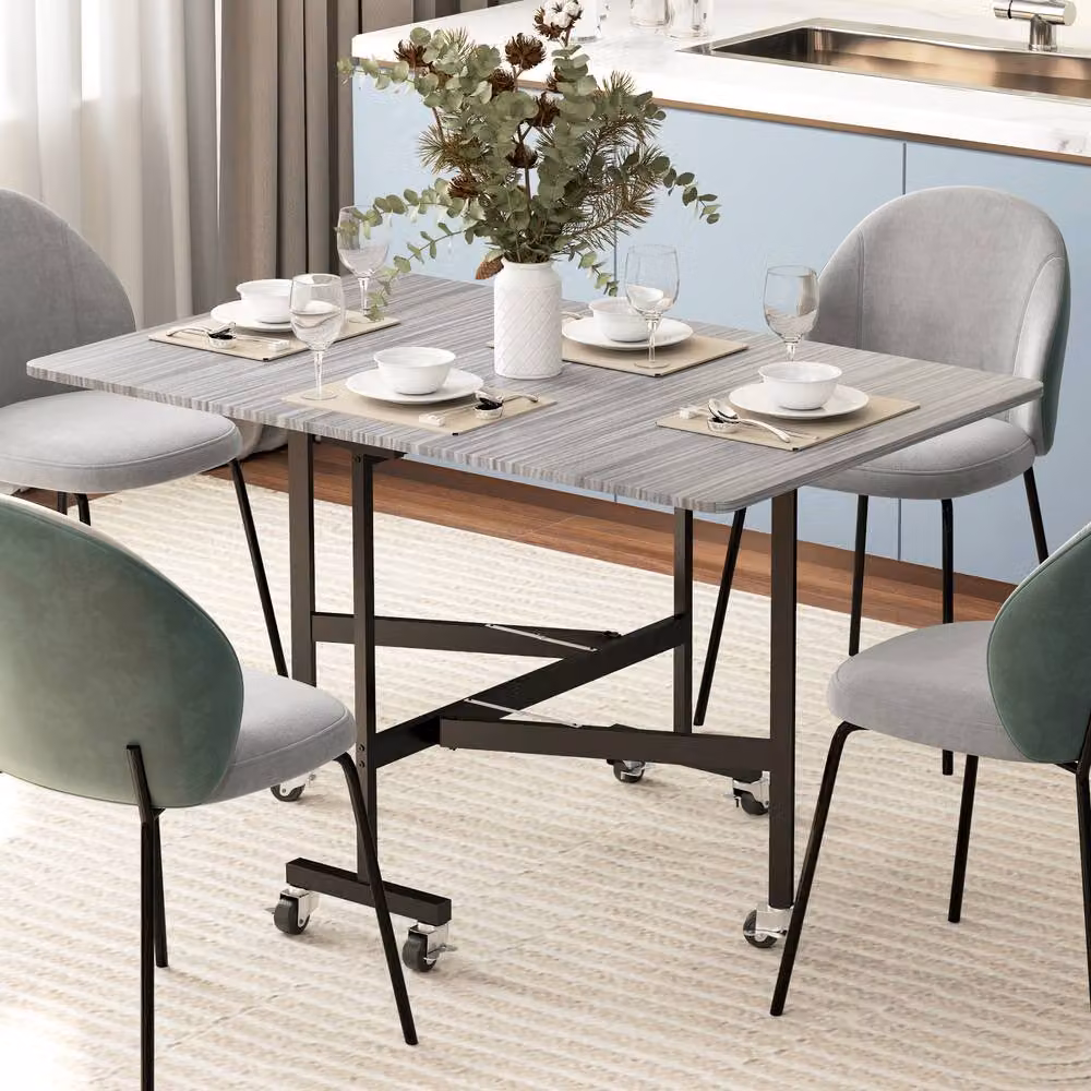 STILVORA Modern Extendable Rectangular Dining Table with Steel Frame in Grey – 2