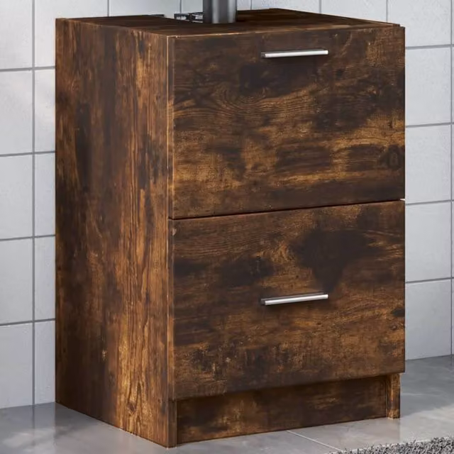 Berkfield Home Sink Cabinet in Smoked Oak Brown, W/D/H: 40 x 37 x 59 cm