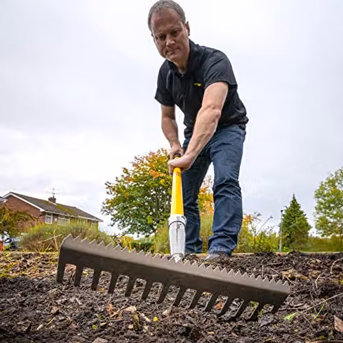 Roughneck ROU68302 Sharp-Edge Soil Rake in Black and Yellow – 4