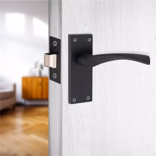 Golden Grace Astrid Scroll Door Handle and Latch Set in Matt Black – 4