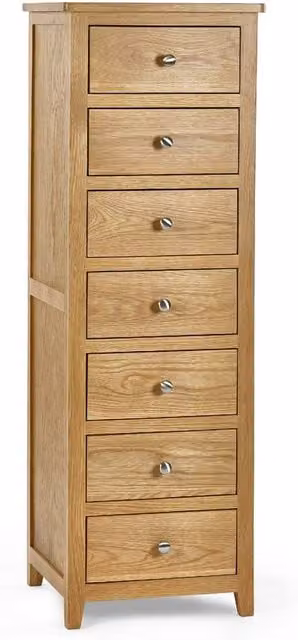 Cheshire Premium Brixton 7 Drawer Narrow Chest in Brown Oak – 1