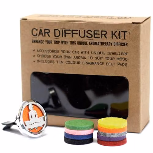 Ancient Wisdom Lotus Buddha Car Diffuser Kit in Orange, 30mm – 2