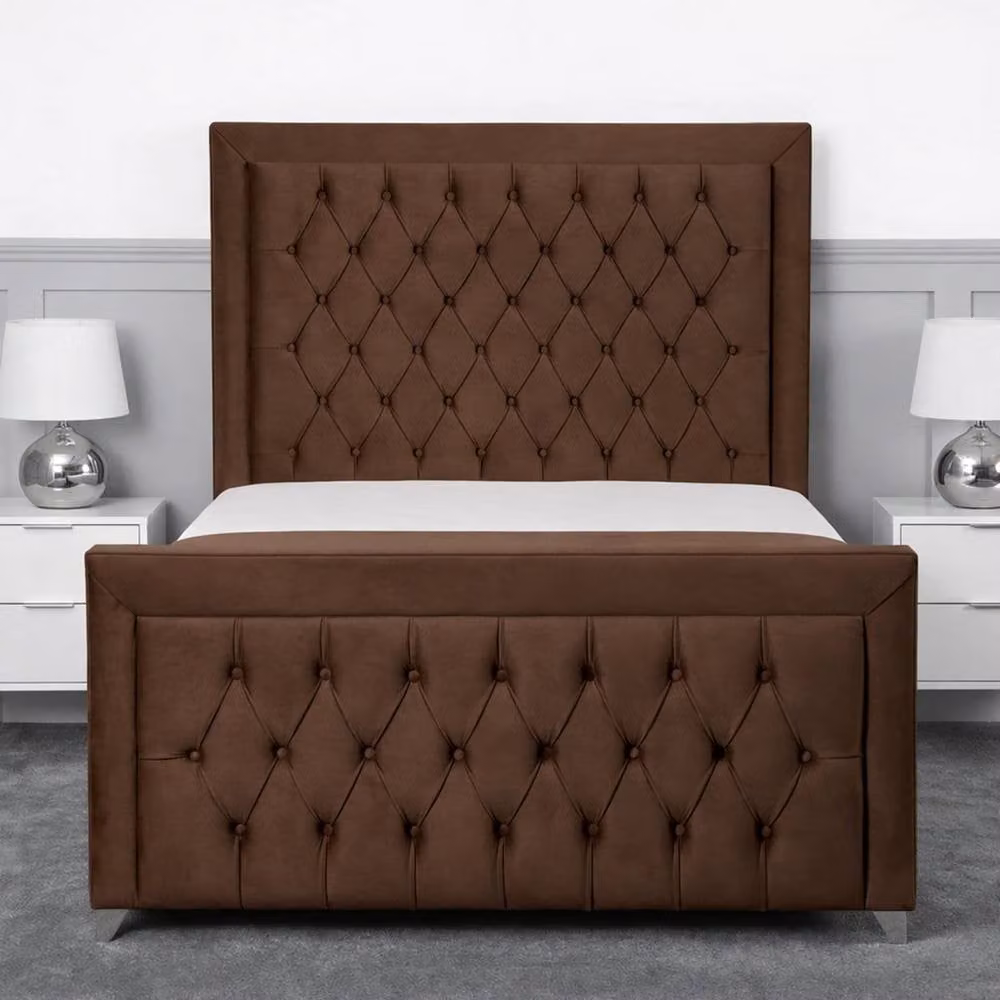 Living Comfort Bedz Ember Single Upholstered Gas Lift Storage Bed in Brown Velvet – 2