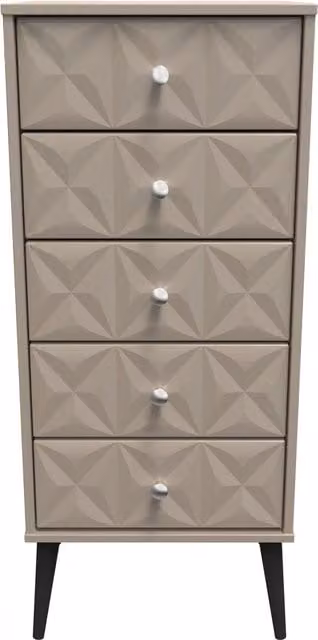 2 U Toledo 5 Drawer Tall Bedside Chest in Light Brown