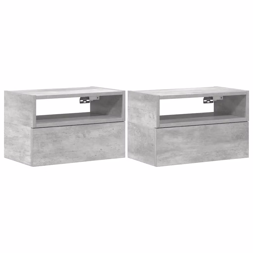 Berkfield Home Wall-mounted Bedside Cabinets, 2 Pack, Concrete Grey, W: 45 cm, D: 26 cm, H: 28.5 cm – 2