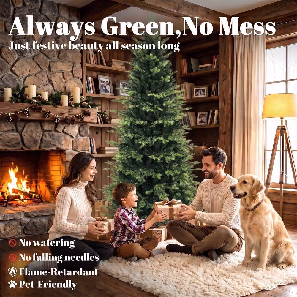 HOMCOM Geneva Fir Hinged Christmas Tree in Green, Height: 180 cm – 3