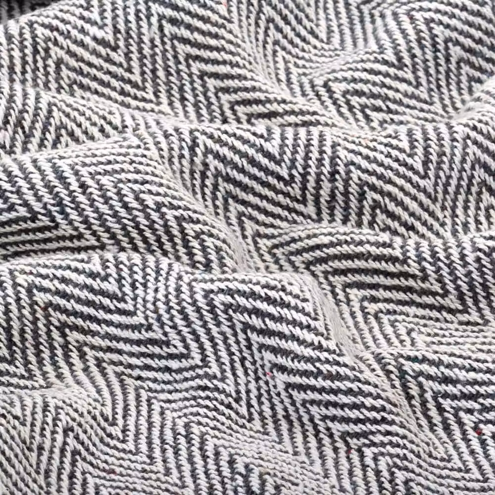 Berkfield Home Cotton Herringbone Throw with Fringes, W x D: 220 x 250 cm, Navy Blue – 2
