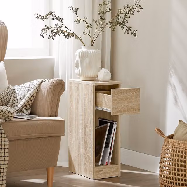 SoBuy Modern Rectangular Bedside Corner Nightstand Table in White, Yellow or Beige