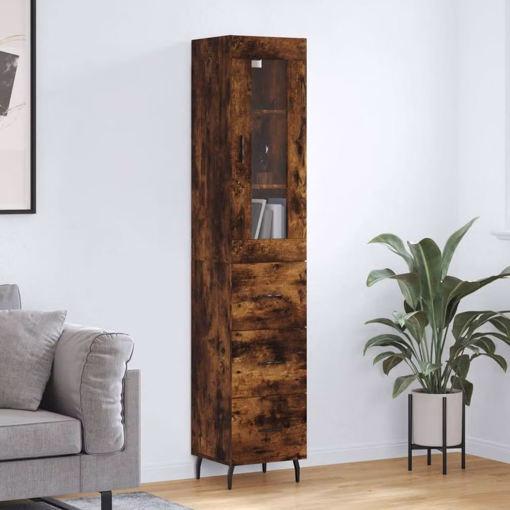 Berkfield Home Highboard in Smoked Oak Brown, W/D/H: 34.5 x 34 x 180 cm – 2
